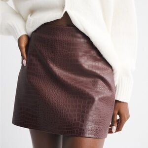 Abercrombie & Fitch Brown Croc Mini Skirt
